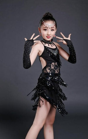 Kids and Adult Sequined Latin Dance Costumes