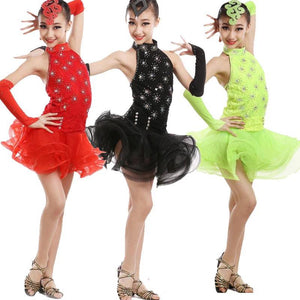 Girl's Sequined Latin Dance Competition Skating Dress