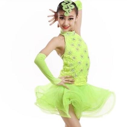 Girl's Sequined Latin Dance Competition Skating Dress