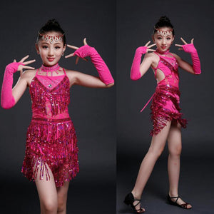 Kids and Adult Sequined Latin Dance Costumes