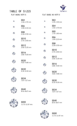 Topaz SS6-SS30 Topaz  Hot Fix Crystal Rhinestones 288-1440Pcs