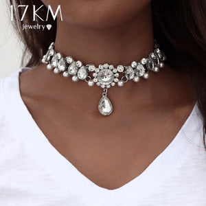 Choker Necklace with Water Drop Crystal Beads